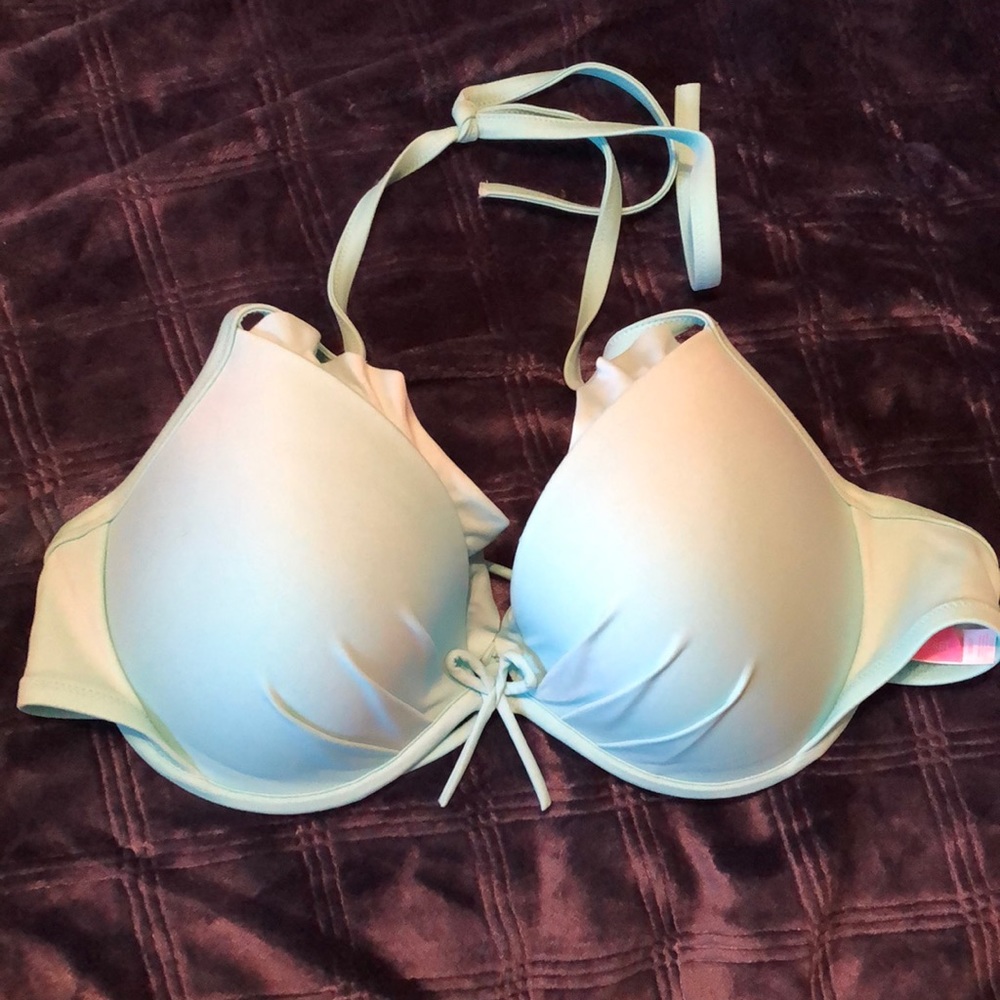 Victoria’s Secret aqua ruffle tie bikini top 36D